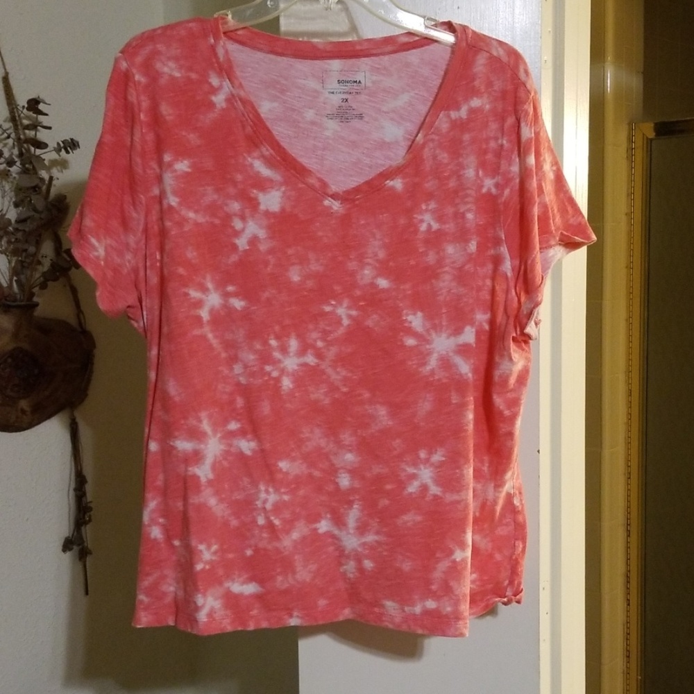2X tshirt tie dye dark pink/white